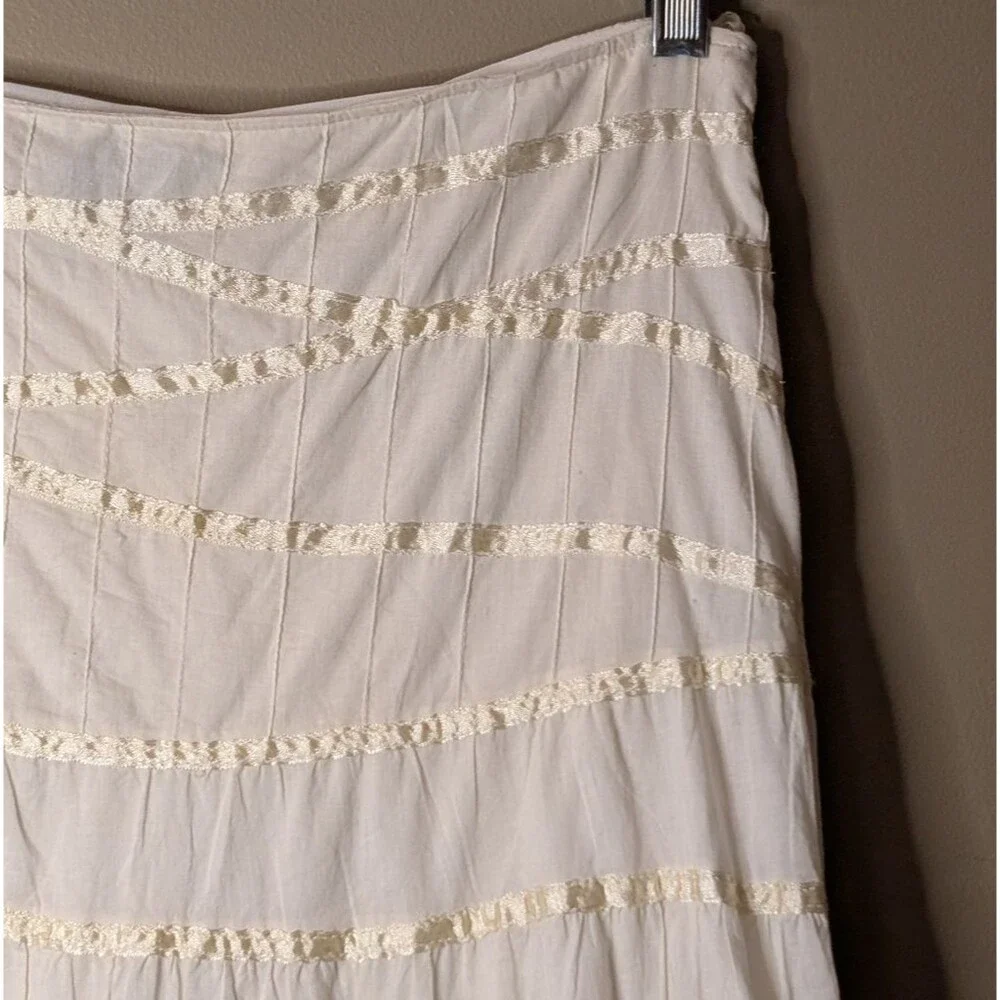 DIMR ivory /pastel yellow 100% cotton romantic peasant skirt size XL broomstick